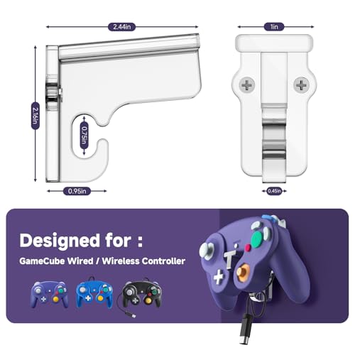 CaSZLUTION Wall Mount Holder for GameCube Controller, Clear Acrylic Stand | 1 Pack Screw Mount Hanger, Compatible with Wired & Switch 2 Wireless GameCube Controllers, Sturdy Clear Acrylic