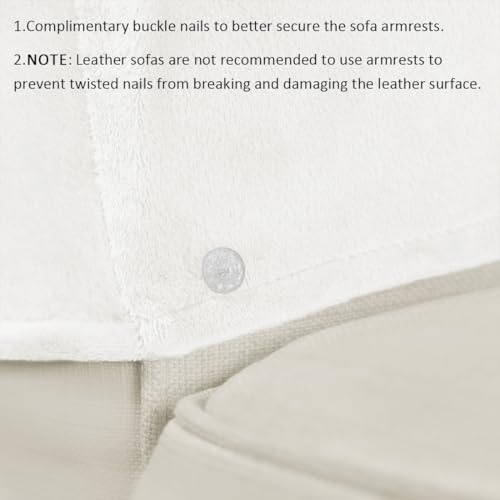 Velvet Armrest Covers for Chairs and Sofas Soft Stretch Couch Arm Cover Set of 2 Non Slip Sofa Armrest Slipcover Furniture Protector for Sofa, Couch, Armchair, Recliner, White - color: White