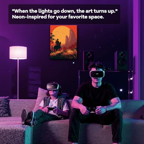 WOXZQ Cinematic Western Cowboy Silhouette at Sunset Inspired by Red Dead Redemption 2 Game Art Wall Poster for Gaming Room Wrapped Canvas Print 12x15 Inch - color: Lone Rider’s Path