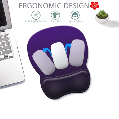 Ergonomic Mouse Pad with Wrist Rest, Comfortable Gel Concave Mouse Pad with Non-Slip Base, Pain Relief Mouse Pads with Smooth Wrist Support for Office & Home (Deep Violet) - color: Deep Violet