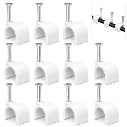 Cable Clips 10mm Nail in Cable Holder Clip 100 Pcs Wire Clips Speaker Tacks for Cords Coax Clamps Ethernet Cord Tacks RG6 RG59 CAT6 RJ45 Wall Wire Organizer - size: 100 Pcs