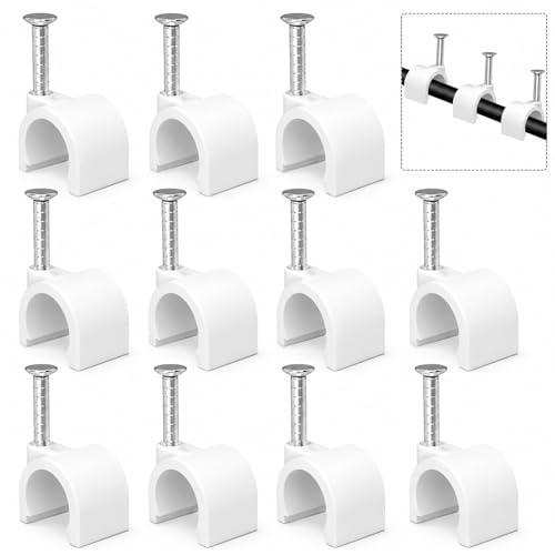 Cable Clips 10mm Nail in Cable Holder Clip 100 Pcs Wire Clips Speaker Tacks for Cords Coax Clamps Ethernet Cord Tacks RG6 RG59 CAT6 RJ45 Wall Wire Organizer - size: 100 Pcs