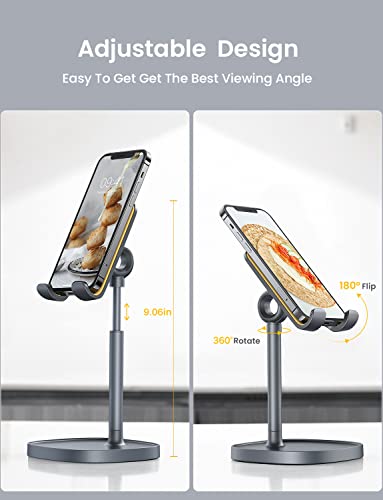 LISEN Cell Phone Stand Adjustable Phone Holer for Desk, Computer Office Desk Accessories for iPhone 16 Holder Women Kitchen Essentials Fits Switch Kindle iPads Tablet 4-10in (Gray) - color: Gray