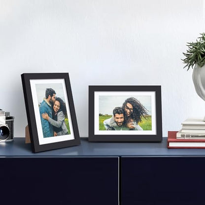 upsimples 5x7 Picture Frame, Display Pictures 4x6 with Mat or 5 x 7 Without, Wall Hanging Photo Frames, Black, 1 Pack - color: Black, size: 5x7