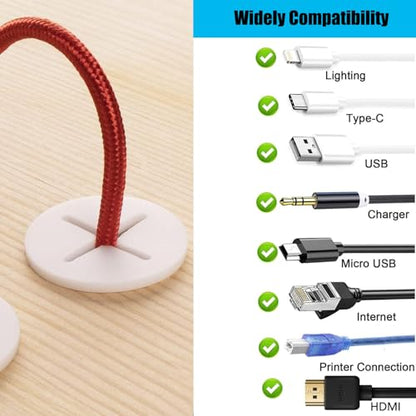TuTuYa 10PCS Desk Grommet, Desk Grommet 1 Inch (25mm) Desk Cable Grommet Desk Cable Hole Covers with Hole Saw, Ideal Solution for Office and Home Table Cable(White) - color: 1 Inch_25mm White10PCS