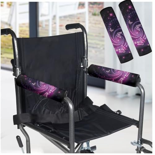 Wheelchair Armrest CoversPink Butterfly PatternWheel Chair Accessories Adults 2 Pack Wheelchair Arm Pads for Office Transport Chair Pressure Relief - color: Pink Butterfly Pattern