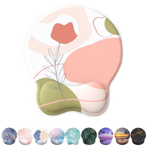 eulps Mouse Pad with Wrist Rest, Comfortable Computer Mousepad with Gel Wrist Support Smooth Surface and Non-Slip PU Base for Pain Relief, Laptop, Office & Home (Rose) - color: 01Rose