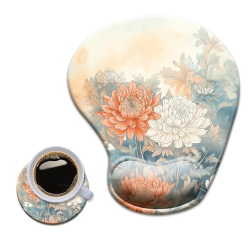 HOPONY Gel Wrist Rest Mouse Pad-Ergonomic Office Mousepad with Wrist Support-Non-Slip,Design Desk Accessories Mat for Home&Game Decor Art Floral - color: Art Floral