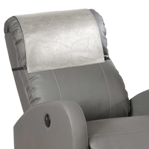 Recliner Headrest Protector,Non Slip Waterproof Headrest Cover,Leather Recliner Headrest Cover for Sofa,Furniture,Living Room,Office Chair 17x27 in(Beige) - color: Beige, size: Elastic