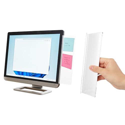 Computer Monitor Memo Board 2 Pack Sticky Note Holder, Semi-Transparent Flexible PVC, Monitor Adhesive Message Boards, Desk Accessories & Workspace Organizers, 12" L x 3" W, Non-Acrylic - size: 2 Pack