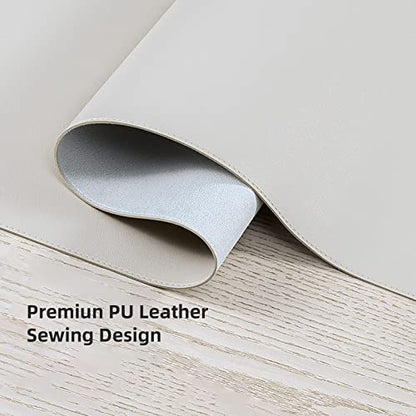 Leather Desk Pad Blotter,Wolaile 36x17 inch Big Keyboard Mouse Pad,Waterproof Non-Slip Writing Desk Computer Mat Desktop Protector for Office Home,Ivory White - color: Off-white