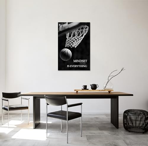 SKASNFAI Mindset is Everything Canvas Wall Art Basketball Poster Room Decor Inspirational Motivational Quotes Print Picture Framed for Boys Room Sports Themed Office Decor (12L x 16W) - color: Sports 02, size: 12"L x 16"W