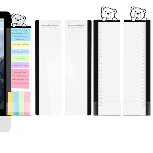 4 Pack Desk Buddy Monitor Memo Board Side Mount - Cute Office Desk Accessories for Women,Computer Side Panel Memo Creative Monitor Side Panel with Phone Holder,Office Essentials for Desk Organization