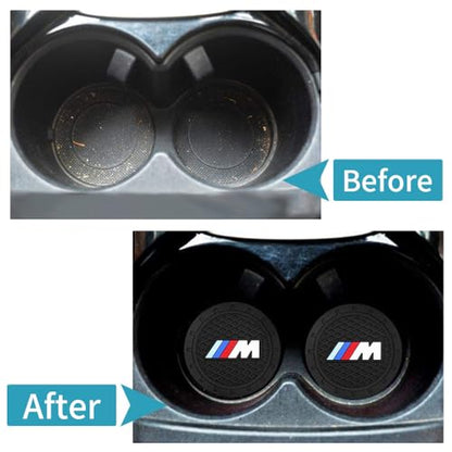 2PCS Car Cup Holder Coasters,Non-Slip Car Coasters for BMW M M2 M4 M5 M6 M8 X1 X2 X3 X5 X6 M135i M240i Z4 328i X7 Drink Holder Compatible with,Vehicle Inner Accessories for Cup Insert Mat,Silicone - color: Bd-bmm