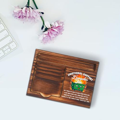 Dumpster Fire Sticky Note Holder for Desk, Funny Coworker Gift, Office Humor Desk Organizer for Work Team, Memo Pad Holder Wooden Desk Accessory STYW1 - style: Dumpster Fire