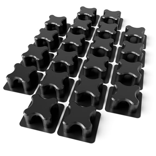 Magnetic Cable Organizer – Desktop Multipurpose Cord Keeper & Cable Management Clip for Home & Office - color: Black Cross 20Pcs