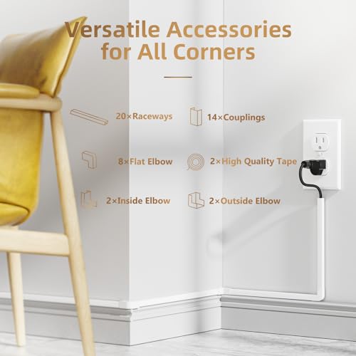 Delamu Cord Hider, 315in Cord Covers for Wires on Wall, One-Cord Cable Hider, Wire Hiders Wire Covers for TV Cords on Wall, Easy Mount Cable Cover Management Kit, 20 x L15.7 W0.59 H0.4in, White - color: White, size: 315in L x 0.59in W x 0.4in H