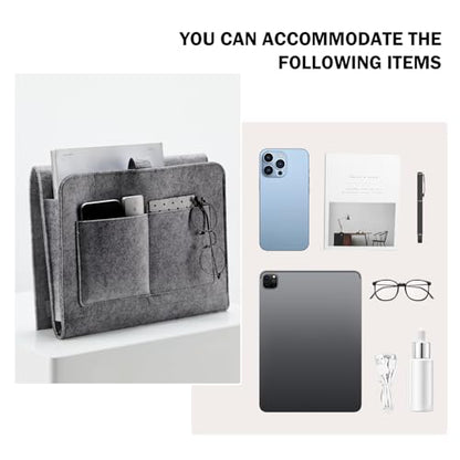 YOUDENOVA Bedside Caddy, Bedside Organizer for Dorm Room, Bunk Bed, Grey - color: Grey