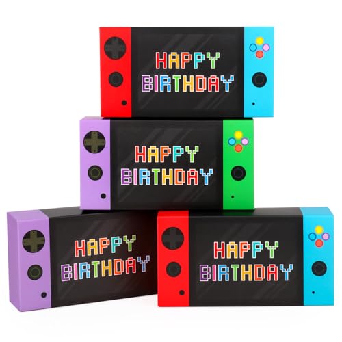 Adecortalk Video Game Party Favor Boxes 16 Pcs Gamer On Theme Gifts Boxes Happy Birthday Party Favor Boxes for Boys Kid Video Game Birthday Goodie Candy Treat Bags Gamer Party Decorations