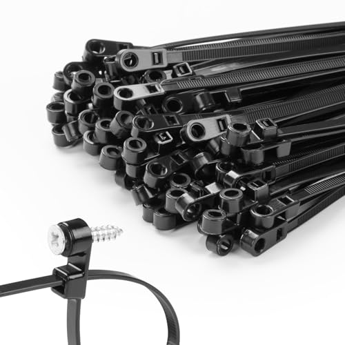 200 PCS 14 inch Black Zip Ties with Screw Hole 70lbs Mountable head Cable Ties Straps Multipurpose Heavy Duty Nylon Cable Zip Ties with Screw Mounting Hole - color: Black, size: 14 Inch (200PCS)