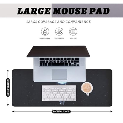 Moon Mouse Pad Astronaut Swing Night Large Desk Mat Waterproof Stitched Edges Rubber Base Non-Slip Deskmap Computer Keyboard Mat Office Computer Keyboard Laptop 31.5"x11.8" - color: Moon