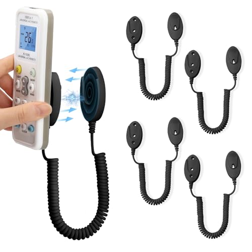 WALLFID 4-Pack Magnetic Remote Control Holders with Spring Ropes - Safely Secure Remotes & Small Items, Wall-Mount with Adhesive, Anti-Loss, Rapid Adsorption, Extendable Spring (Black 70 inch，4 Pack) - color: Black 70 inch，4 Pack