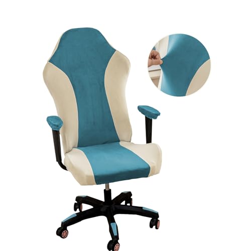 Lavish Cover Velvet Stretchable Gaming Chair Cover, Washable, Anti-Scratch Slipcover with Armrest Protection, Cat Scratch Proof for Office and Computer Chairs(No Chair, LightBlue) - color: Lightblue