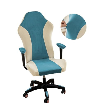 Lavish Cover Velvet Stretchable Gaming Chair Cover, Washable, Anti-Scratch Slipcover with Armrest Protection, Cat Scratch Proof for Office and Computer Chairs(No Chair, LightBlue) - color: Lightblue