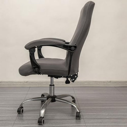 Melaluxe Office Chair Cover with Arm Covers - Universal Stretch Desk Chair Cover, Computer Chair Slipcovers (Size: L) - Dark Gray - color: Dark Gray, size: Large with Arm Cover