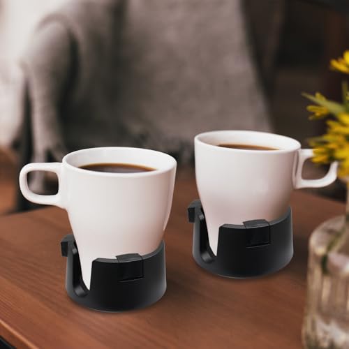 Bonsicoky Anti Spill Cup Holder - Adjustable Plastic Drink Holder - Adhesive Desk Cup Holder for Home Office Couch Table - Black - color: Black