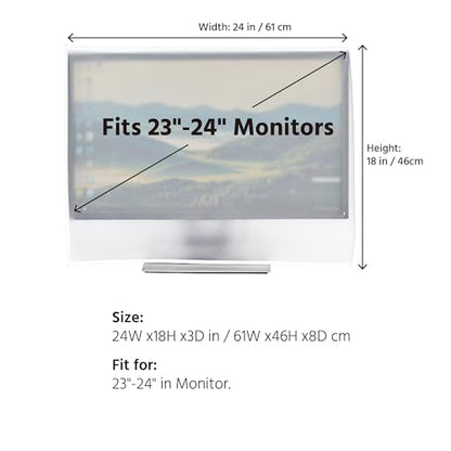 Monitor Dust Cover, LCD/LED HD Antistatic Vinyl Flat-Screen Computer Monitor Water Proof Protective Case Compatible with 24" iMac Desktop and Accessories(24W x18H x3D) - size: 23"-24" in