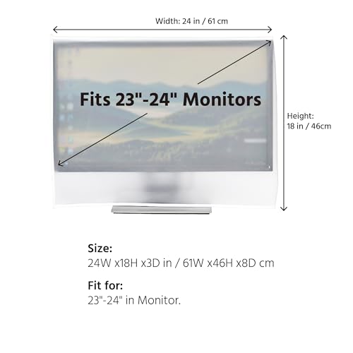 Monitor Dust Cover, LCD/LED HD Antistatic Vinyl Flat-Screen Computer Monitor Water Proof Protective Case Compatible with 24" iMac Desktop and Accessories(24W x18H x3D) - size: 23"-24" in