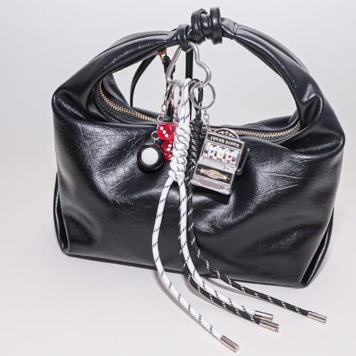 Designer Rope Bag Charms for Handbag Y2k Accessories Purse Charm Hanging Ornament Backpack Charm - color: Black Machine