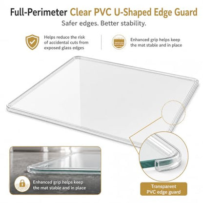 Tempered Glass Chair Mat 48" x 32",1/5" Thick for Office Desk,Rolling Chair Mat for Carpet, Odorless, Easy to Clean with 4 Non-Slip Pads for Carpet & Hardwood Floors - size: 48" x 32"