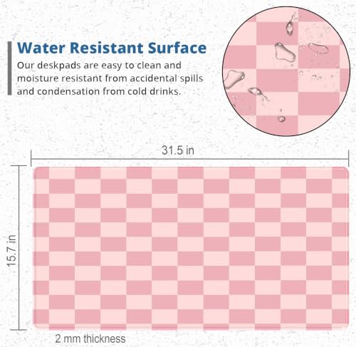 Large Pink Mouse Pads for Desk, XXL Checkered Pattern Mouse Pad, Square Premium Texture Computer Cute Mousepad for Office Work Home,Non-Slip Rubber Gaming Mouse Pads Modern Aesthetic - color: B3
