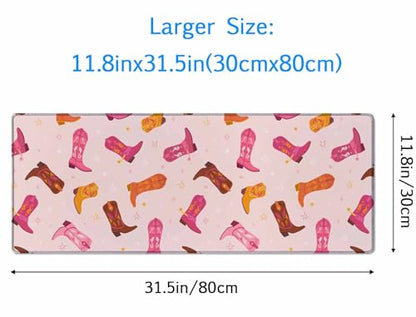 Gaming Mouse Pad, XXL Extended Computer Keyboard Long Mouse Mat, Large Desk Pad for Office Laptop, Non-Slip Rubber Base with Stitched Edge Mousepad, 31.5X11.8 inch Cowgirl Boots Pattern - color: Cowgirl Boots Pattern, size: 31.5" x 11.8"