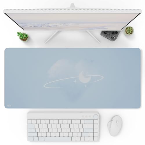 Pixio Mouse Pads - 36 x 16 inch XXL Celestial Love Blue Multifunctional Large Desk Mats for Gaming, Office, Desktop Anti-Slip Waterproof Washable Computer Mouse Mat - color: Blue Celestial Love