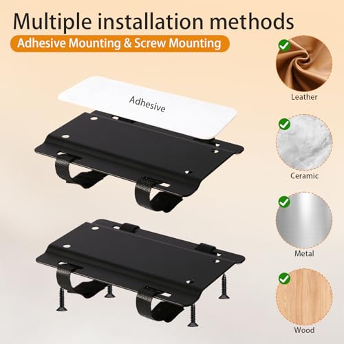2 Pcs Universal Metal Laptop Charger Holder, Adjustable Under Desk Power Brick Mount Organizer for Charging Bricks & Cables Space Saving Power Adapters Mount, Secure Supply Holder for Chargers,Black - size: Middle