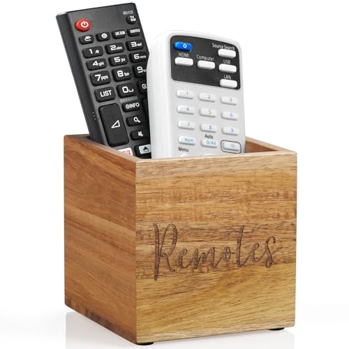 DRASTAR Remote Control Holder, Wood TV Remote Holder, Remote Storage Caddy, Remote Control Organizer (Acacia, 1 Slot) - color: Acacia, size: 1 Slot