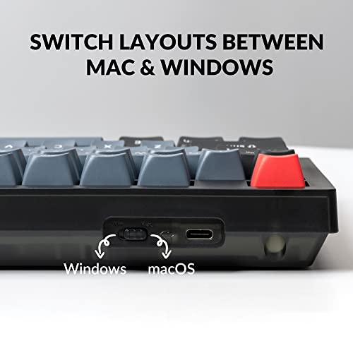Keychron V6 Wired Custom Mechanical Keyboard, Full-Size QMK/VIA Programmable Macro with Hot-swappable Keychron K Pro Red Switch Compatible with Mac Windows Linux (Frosted Black-Translucent) - color: Hot-swap Keychron K Pro Red Switch