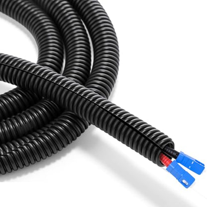 Sasylvia 3/8" x 25 ft Split Wire Loom Tubing Automotive Wire Loom Assortment Split Cable Sleeves Bulk Flexible Electrical Conduit Protective Kit - size: 3/8" X 25 ft