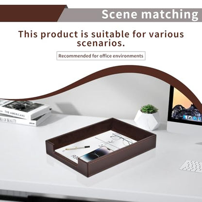PU Leather Letter Tray - Load Documents Trays Front for Office Desktop Organizer - Desk Magazine, File, A4 Paper Holder - Paper Document File Holder Drak Brown (Drak Brown, A4-Tray) - color: Drak Brown