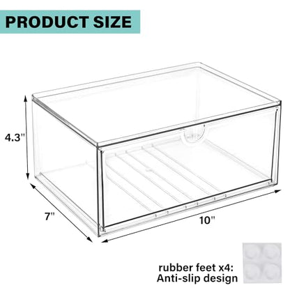 Prsildan Acrylic Makeup Organizer Stackable Clear Storage Drawers for Baby Bottles Desk Organizers for Countertop Vanity Nursery Adjustable Modular System for Cosmetics Jewelry - style: Style1-1 Drawer
