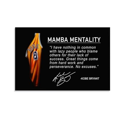 YDYBBGFC Mamba Inspirational Quotes Poster, Black Mamba Mentality Wall Art Decor,A Gift for Dear Basketball Fansstyle 12x18inch(30x45cm)