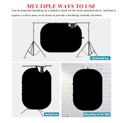 5x7ft/1.5x2m Chromakey Black White Backdrop with 7.8ft/2.4m Stand, 2-in-1 Reversible Collapsible Pop-Up Black White Screen Background Panel for Photography Studio, Live Streaming, Video Shooting - color: Black/White