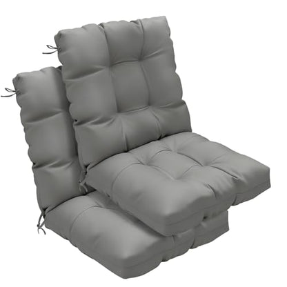 Outdoor Chair Cushions Set of 2, 42x21x4 Inch Patio Cushion for Dining/Rocking Chairs, High Back Soft Seat Pad with Ties, Indoor Outside Use, Fade-Resistant & Waterproof, Gray - color: Gray