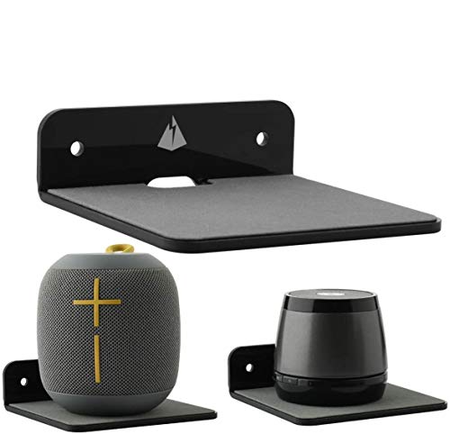 Small Floating Shelves Speaker Shelves-2 Pack Wall Shelves Speaker Mount for Speaker Webcam Display Shelf Acrylic Shelves 4.25 x 4 inche(Black, Small) - color: Black, size: Small