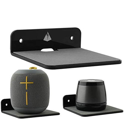 Small Floating Shelves Speaker Shelves-2 Pack Wall Shelves Speaker Mount for Speaker Webcam Display Shelf Acrylic Shelves 4.25 x 4 inche(Black, Small) - color: Black, size: Small