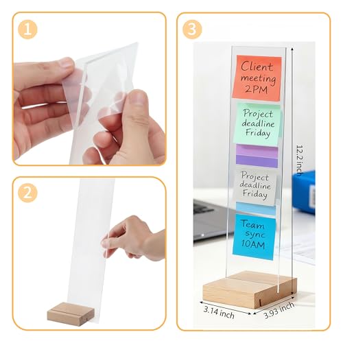 2PCS Monitor Memo Board Portable Monitor Sticky Note Holder Computer Screen Message Board Holder Detachable Acrylic Sticky Note Board Messadge Remider - color: White