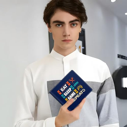 EXXBYELI Boys Wallet Gamepad Leather Wallets Credit Id Card Cash Holder Black Rfid Blocking Zipper Cute Cool Funny Aesthetic Wallets With Coin Pocket Id Window Teen Wallets for Boys Teenager Wallet - color: games-text-2